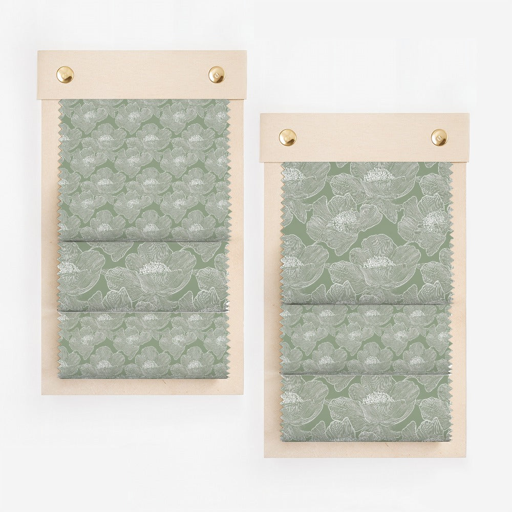 Floral Patterned Green and White Fabric product
