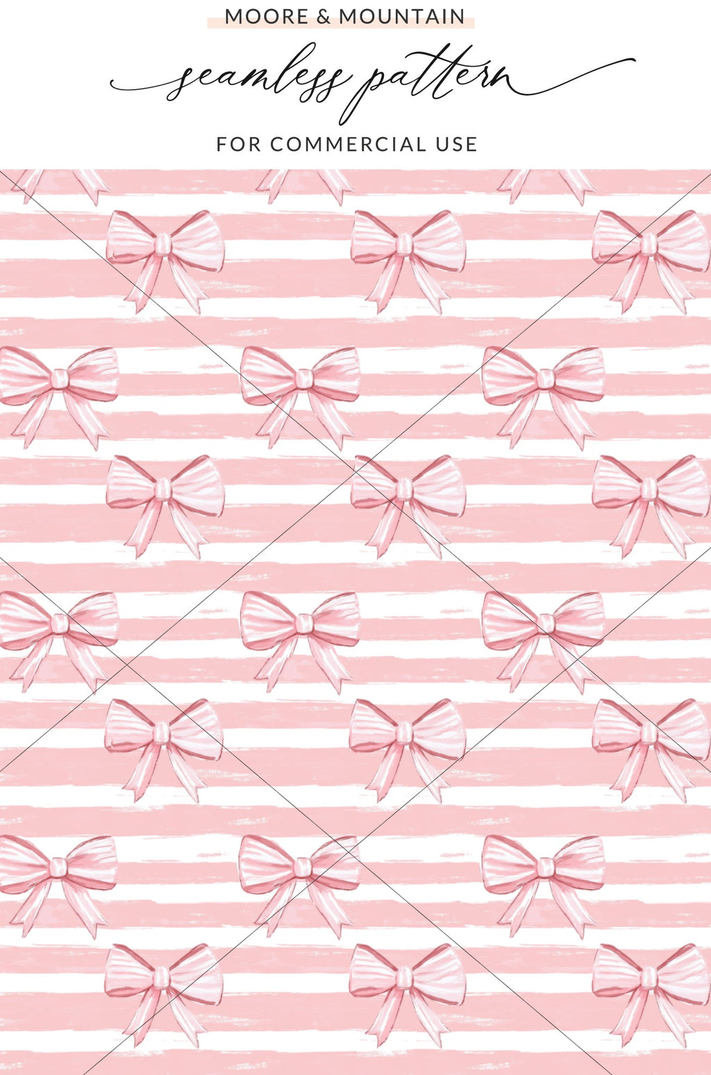Pink Bow and Stripes Seamless Pattern for Commercial Use