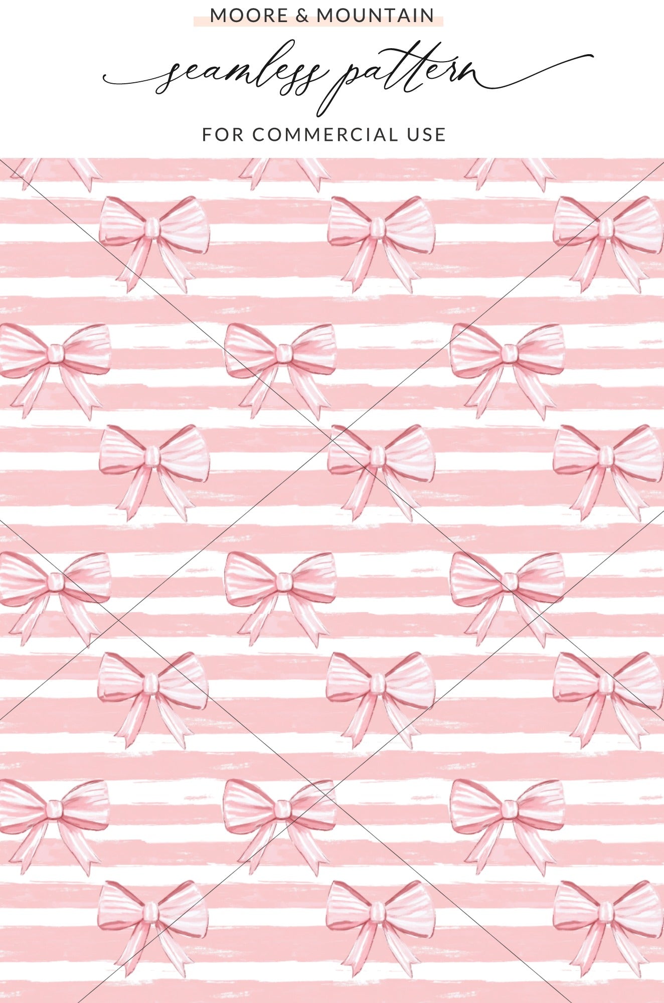 Pink Bow and Stripes Seamless Pattern for Commercial Use