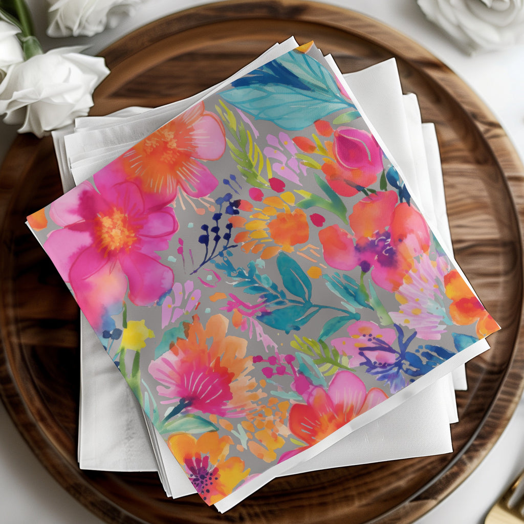 Vibrant Floral Pattern Napkins Enhance Table Settings