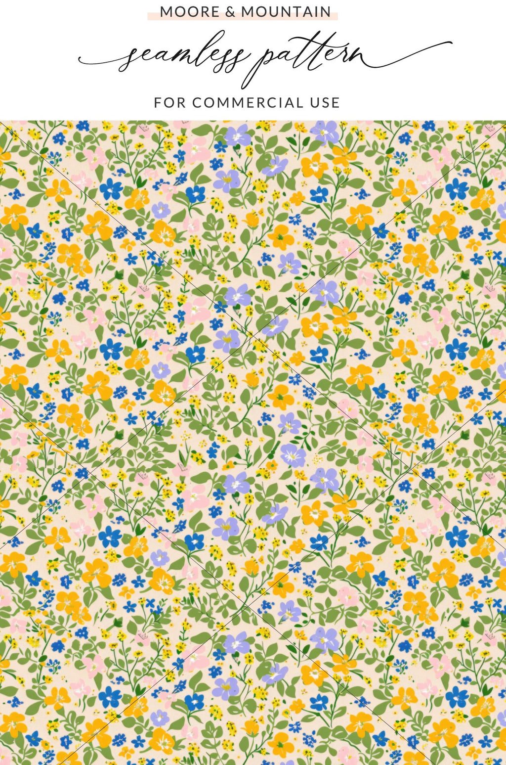 Vibrant Floral Seamless Pattern for Commercial Use