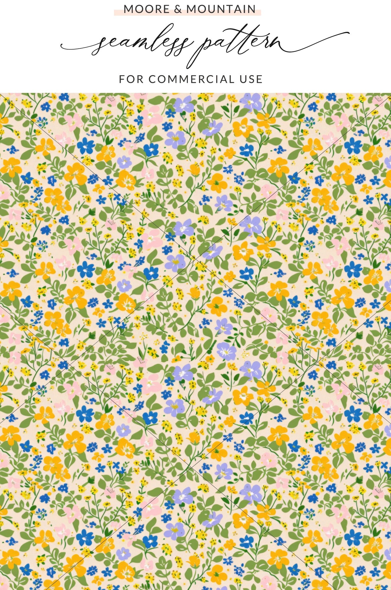 Vibrant Floral Seamless Pattern for Commercial Use