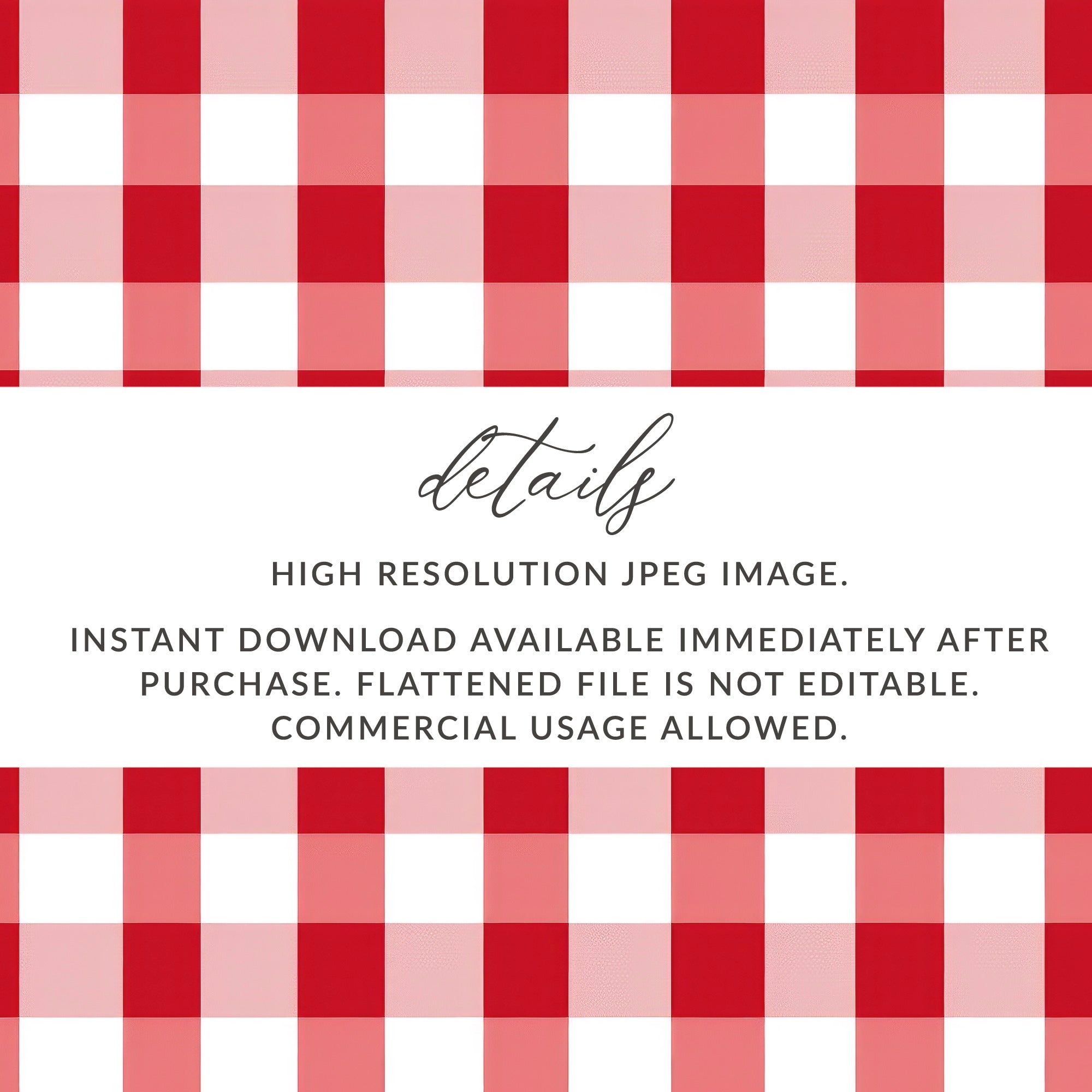 Red and White Gingham Checkered High Resolution JPEG File