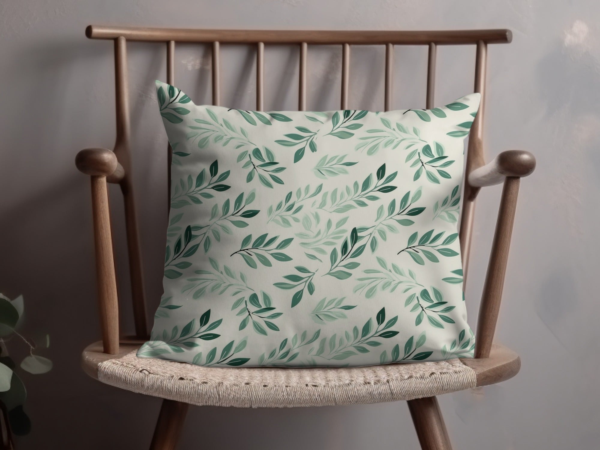 Botanical Green Leaves Design Cushion Pillow product