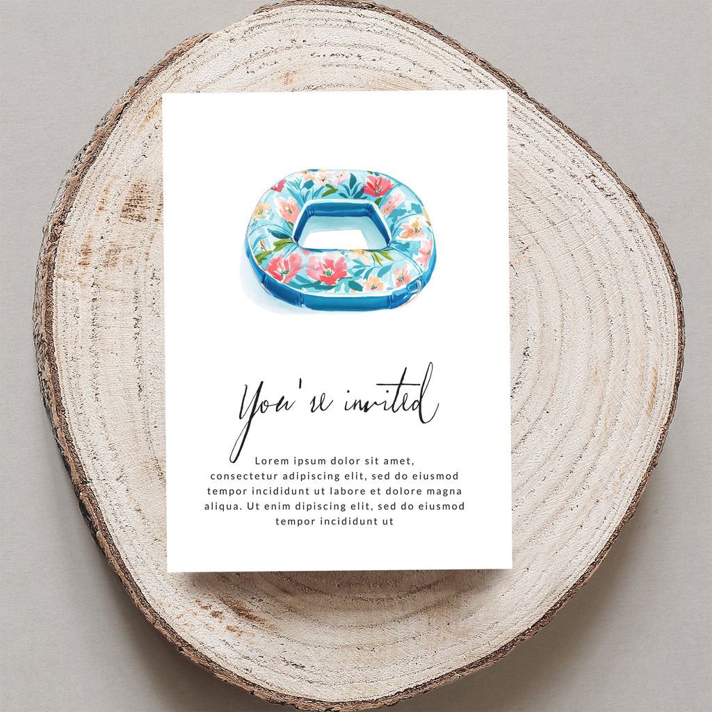 Invitation with floral float and watercolor floral design.