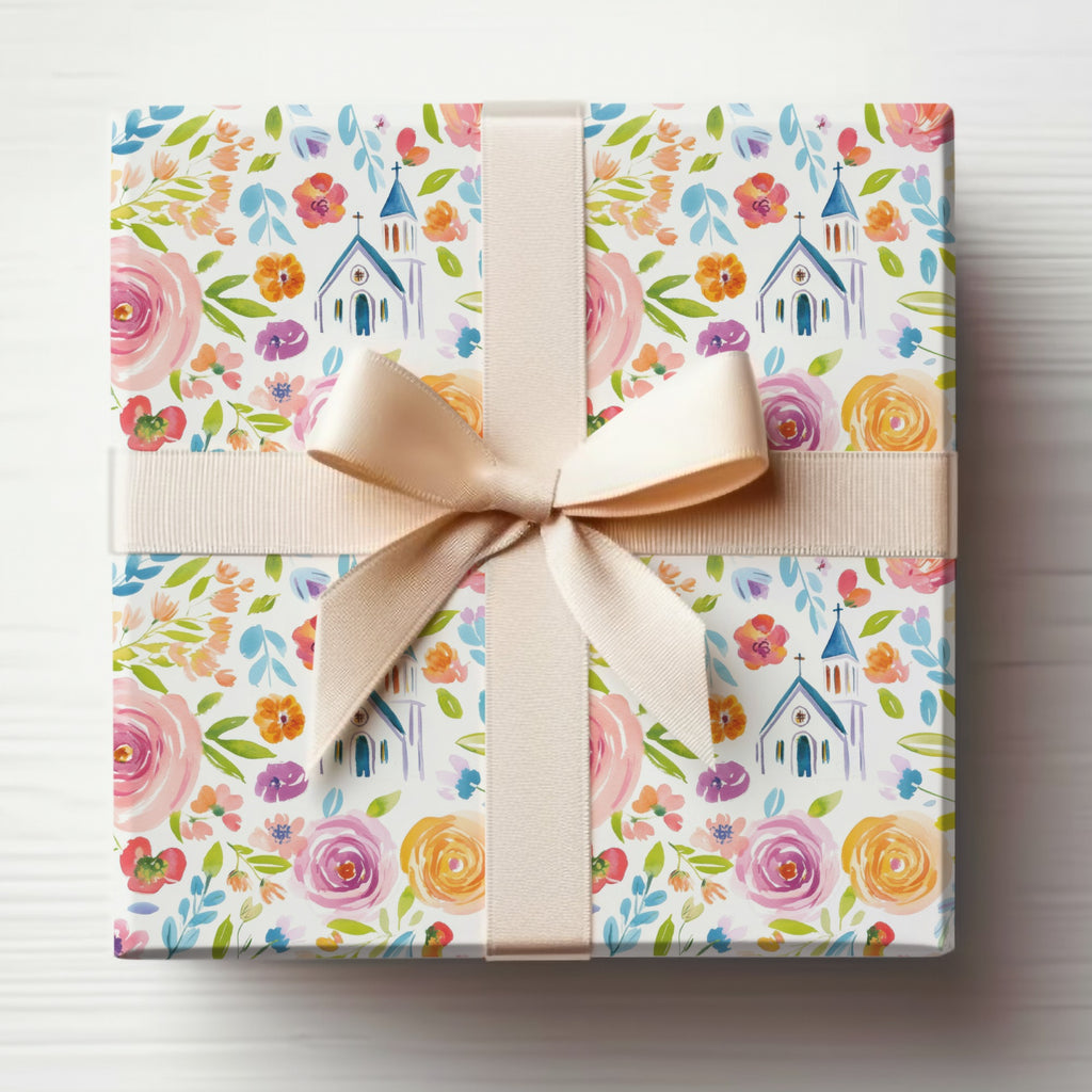 Decorative Floral Church Pattern Gift Wrap Box