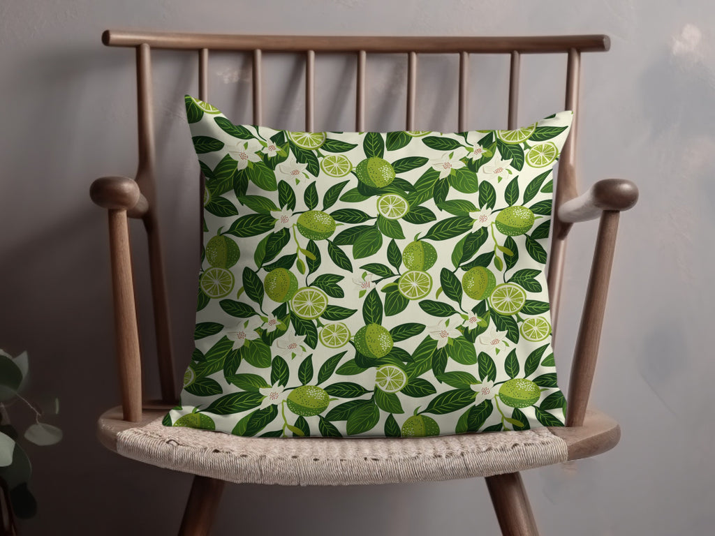 Vibrant Lime and Green Leaf Patterned Pillow Product