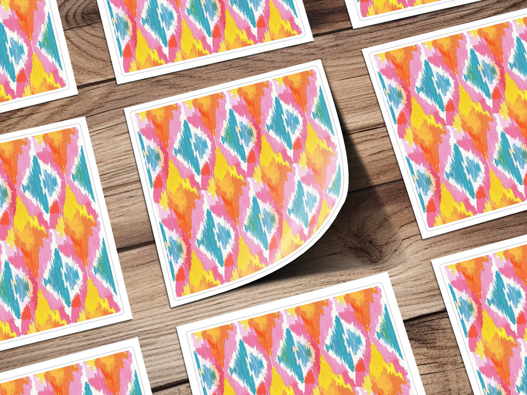 Colorful Geometric Ikat Pattern Sticker Sheet