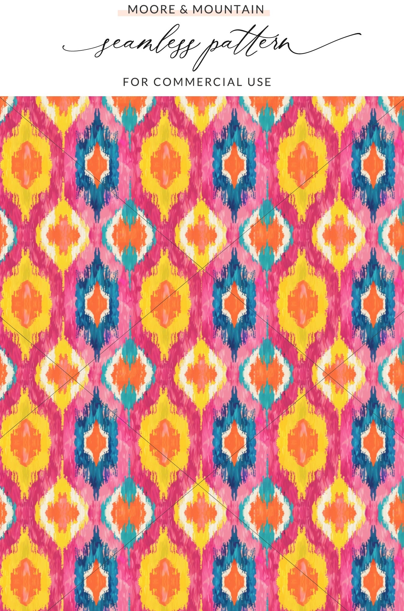 Vibrant Multi-Colored Ikat Seamless Pattern for Commercial Use