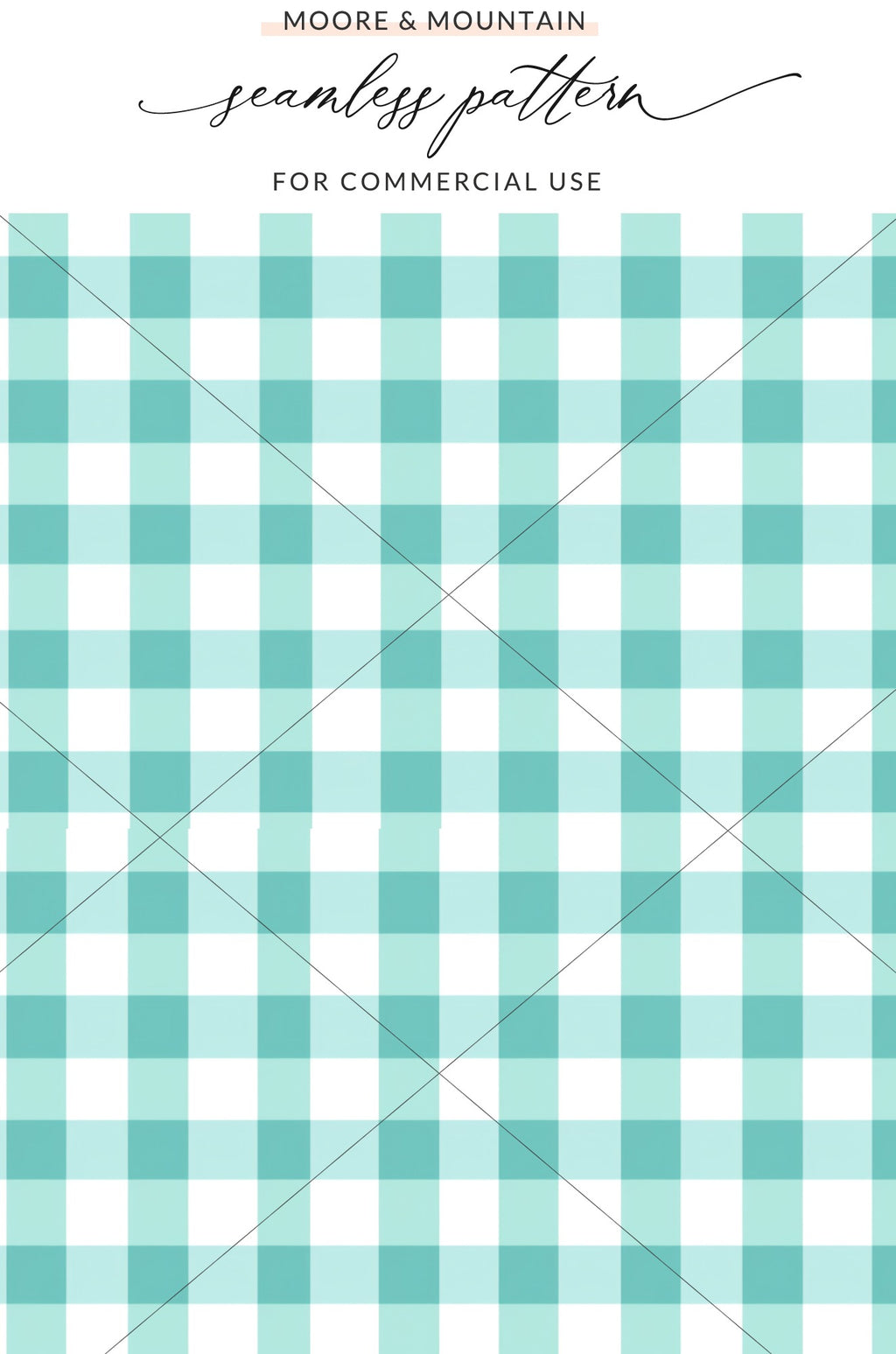 Teal and White Gingham Seamless Pattern for Commercial Use