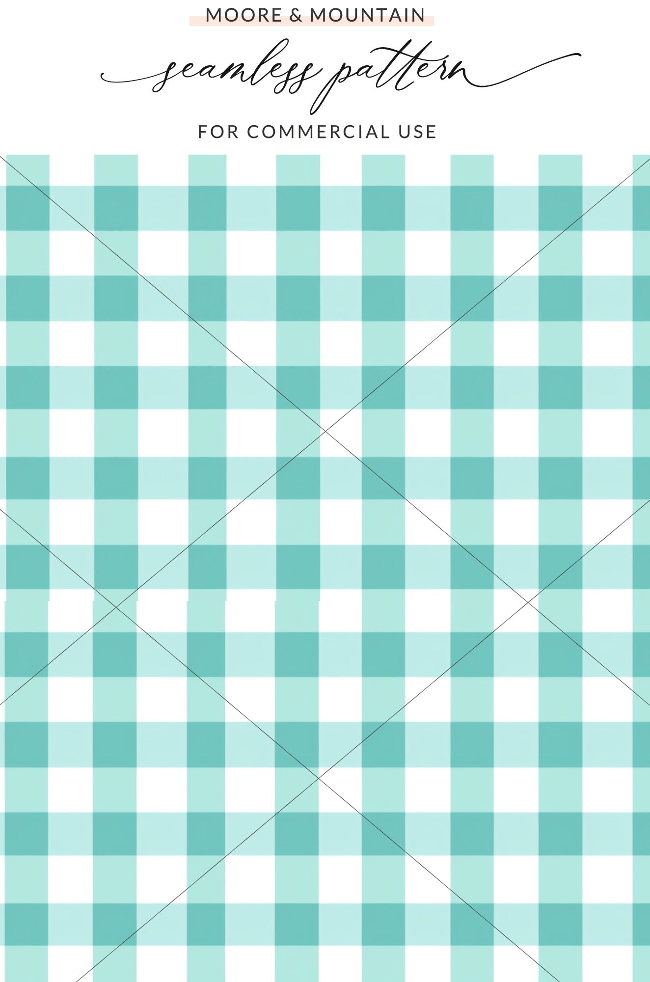 Teal and White Gingham Seamless Pattern for Commercial Use