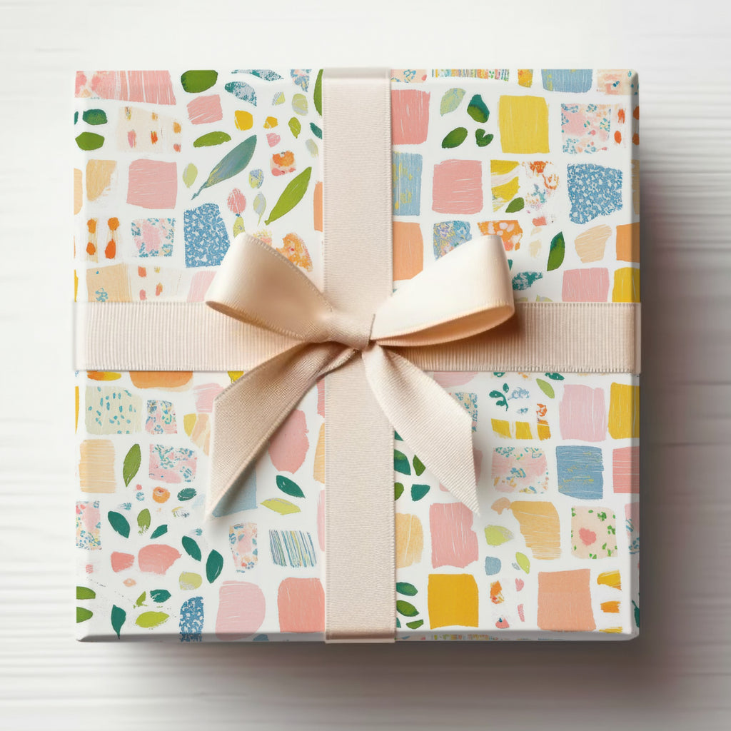 Colorful Geometric Pattern Gift Wrap with Ribbon
