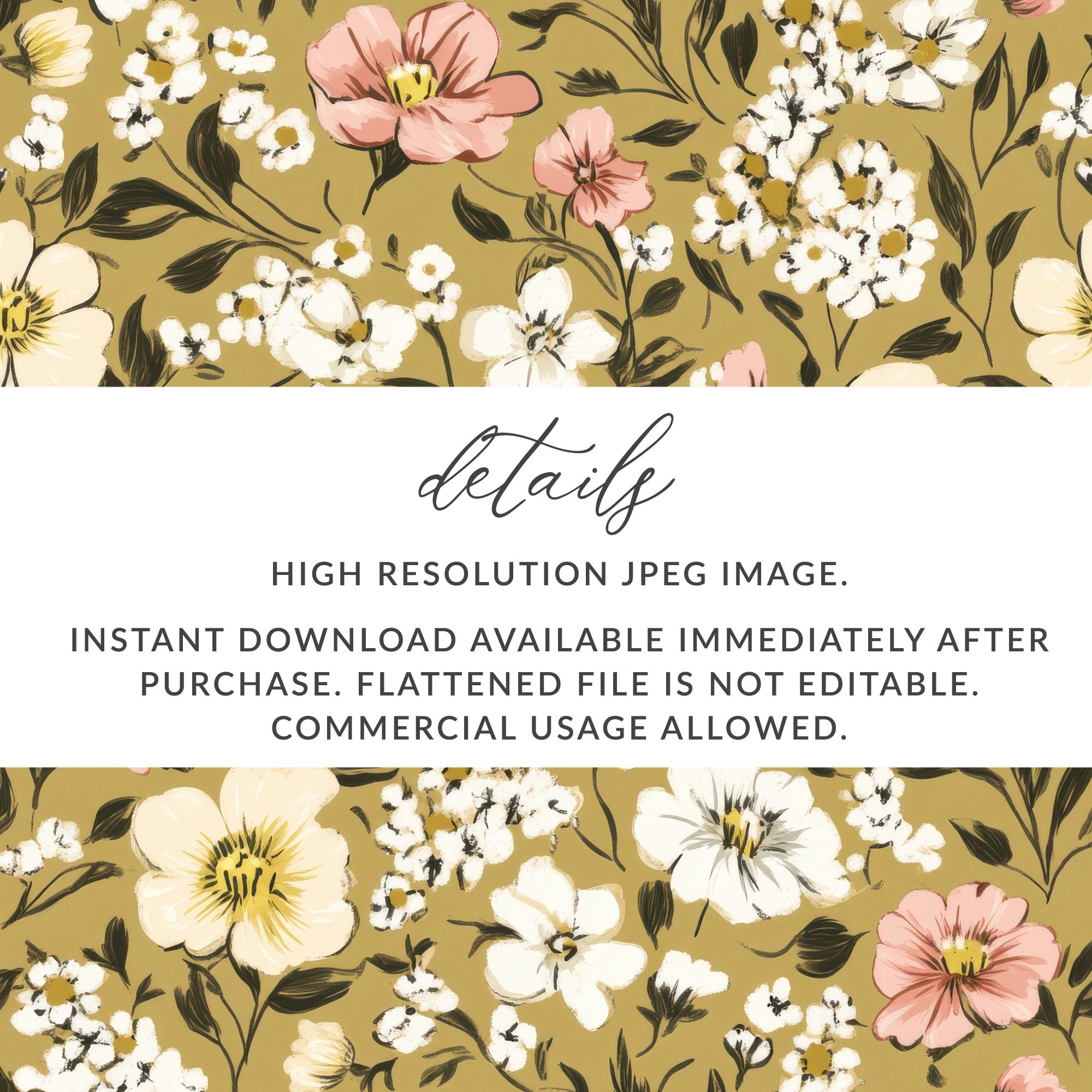 High Resolution Floral Print JPEG Instant Download