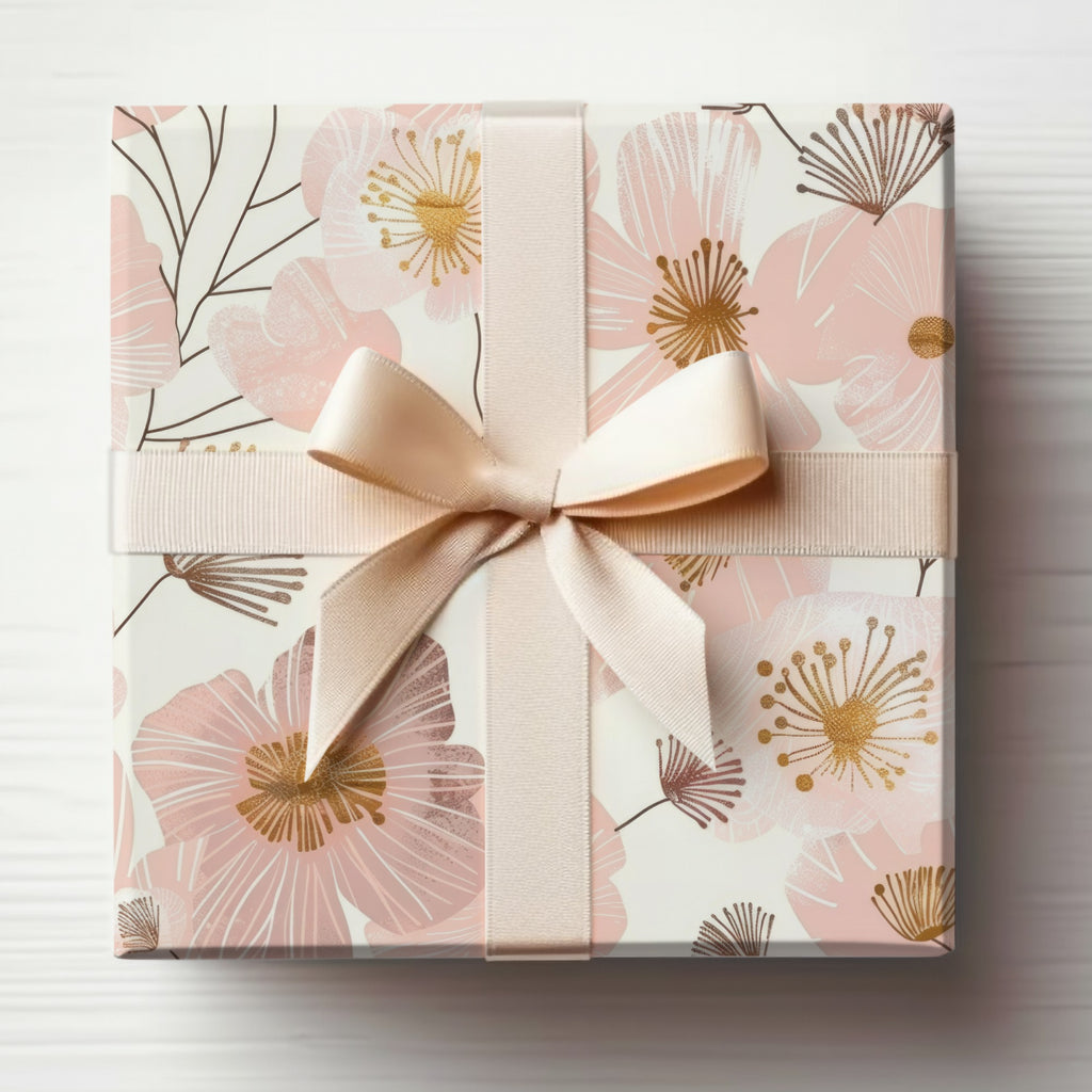 Elegant Floral Gift Box with Pink Ribbon Packaging
