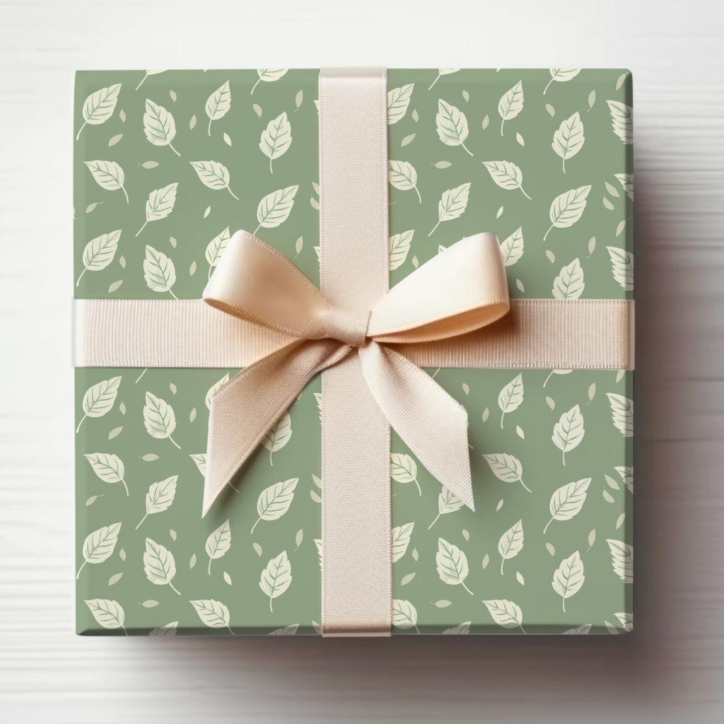 Elegant Green Leaf Patterned Gift Box