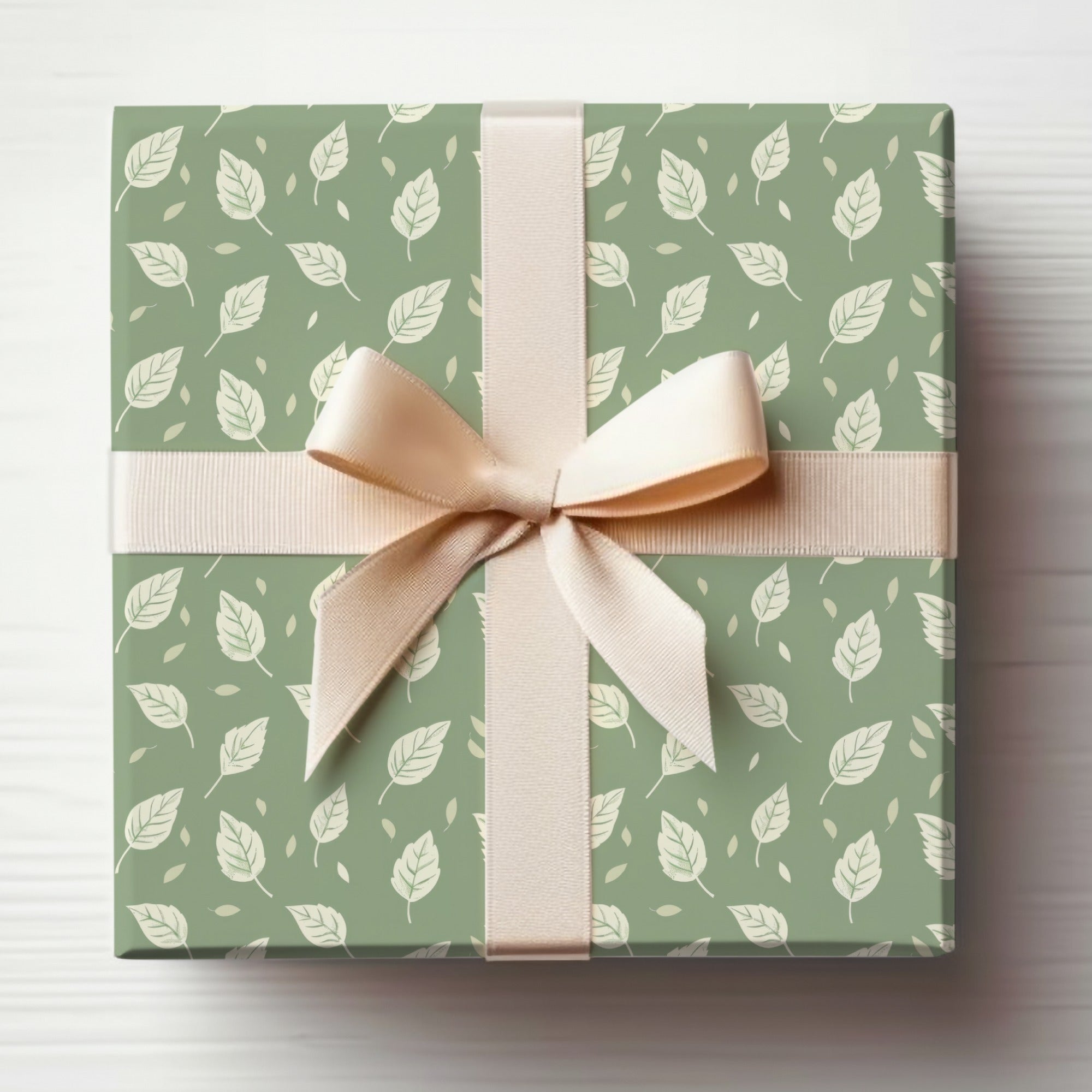 Elegant Green Leaf Patterned Gift Box