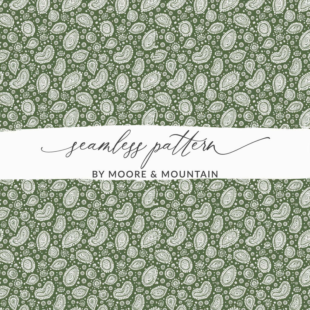 Seamless Green Paisley Pattern by Moore & Mountain Design