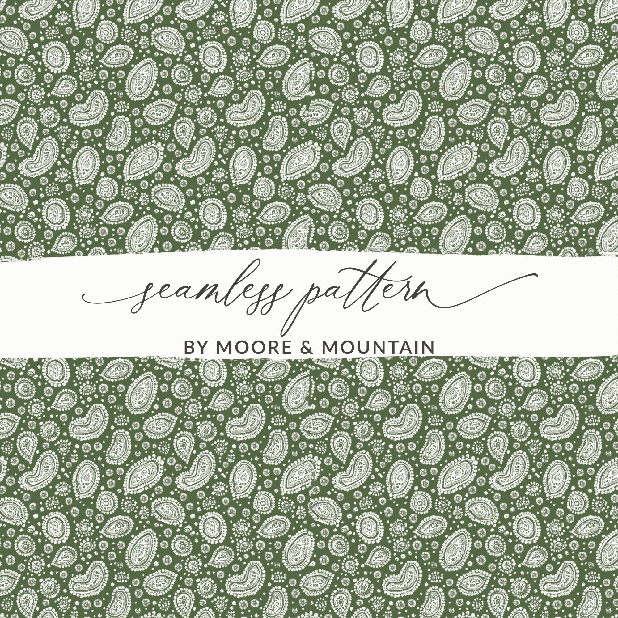 Seamless Green Paisley Pattern by Moore & Mountain Design