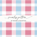 Pink and Blue Gingham Seamless Pattern Digital Design