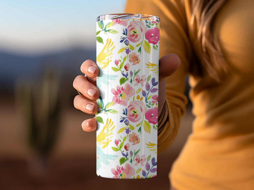 Vibrant Floral Design Insulated Tumbler Drinking Cup