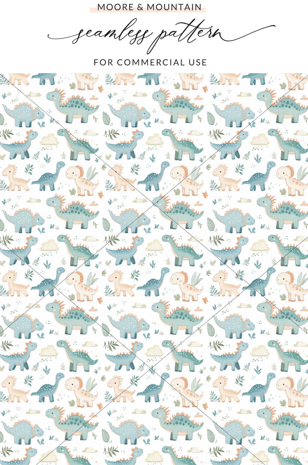 Cute Dinosaur Seamless Pattern for Commercial Use