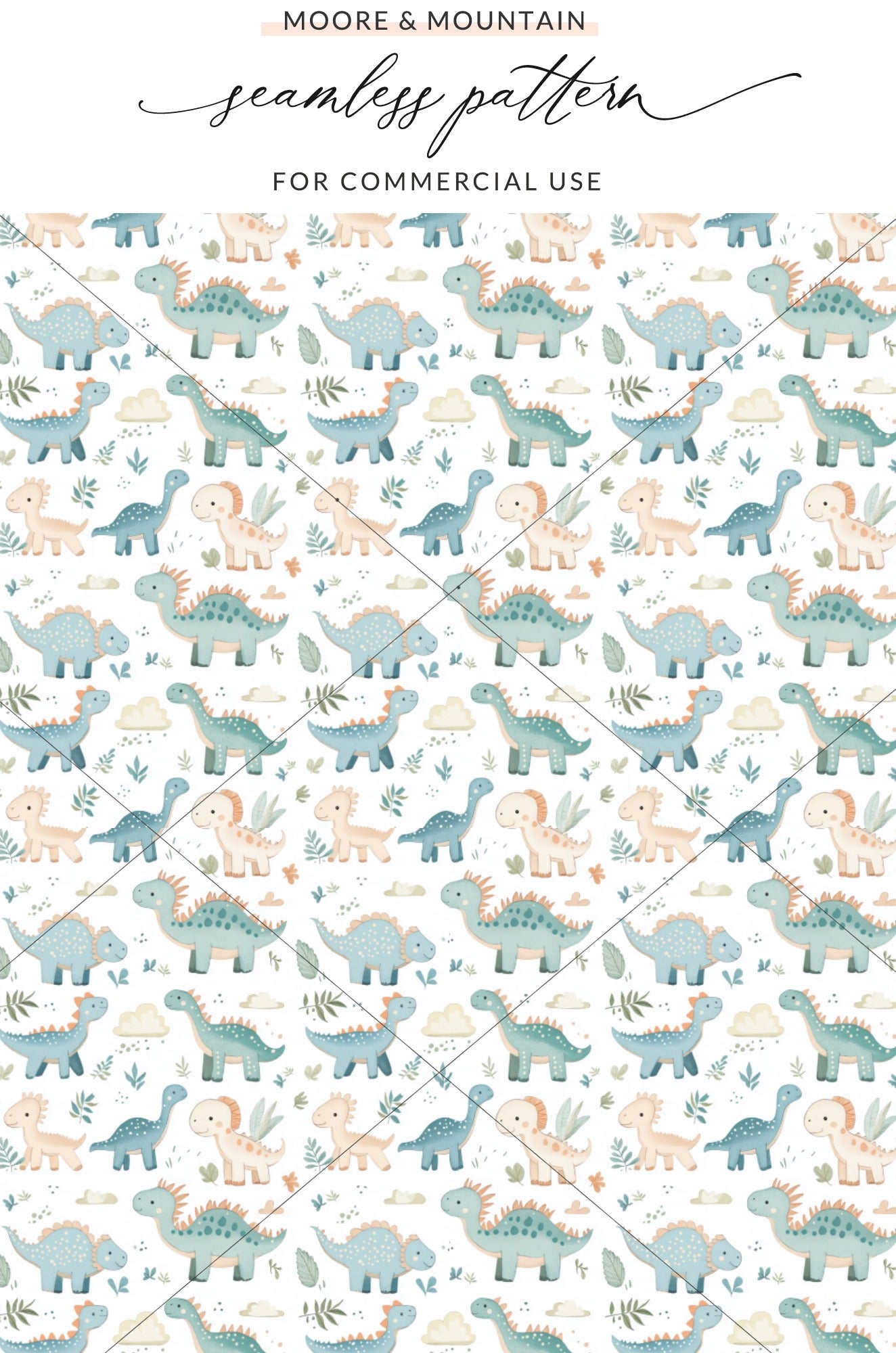 Cute Dinosaur Seamless Pattern for Commercial Use