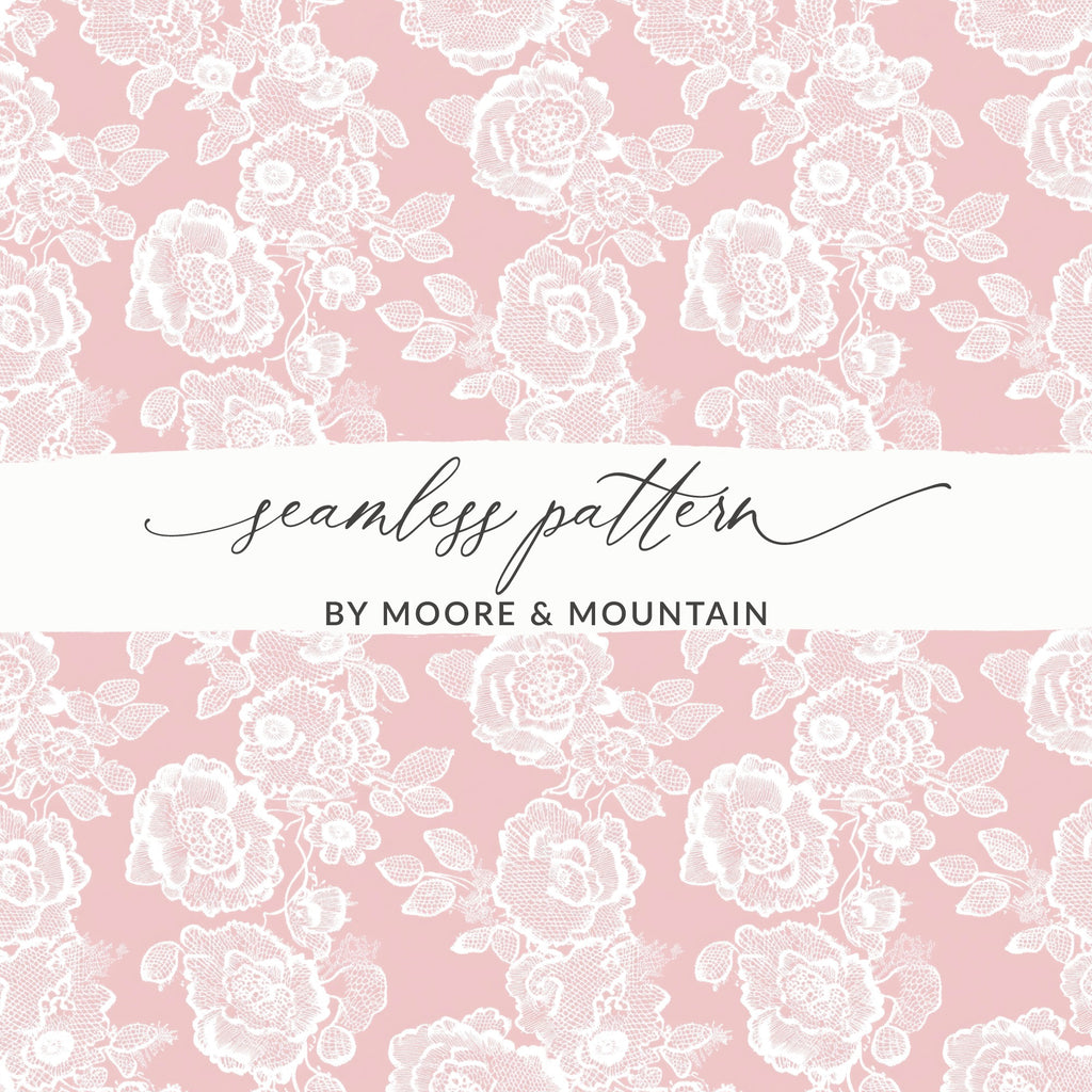 Elegant White Floral Seamless Pattern by Moore & Mountain