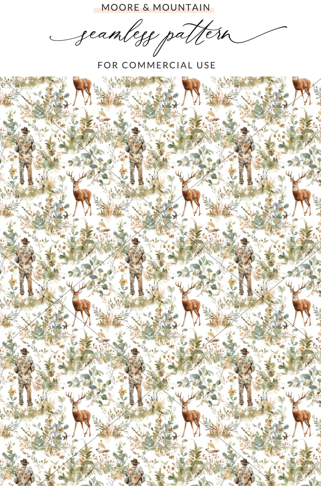 Deer Hunter Seamless Pattern for Commercial Use