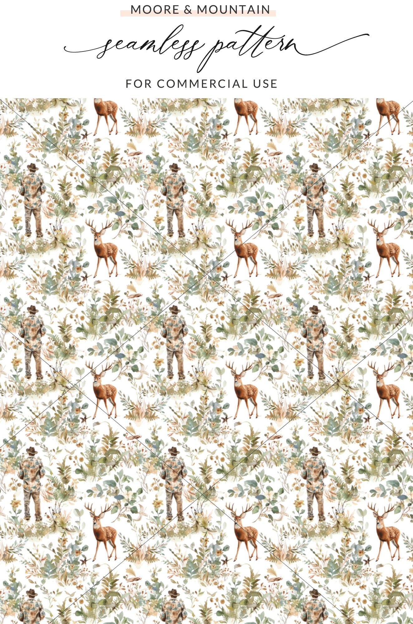 Deer Hunter Seamless Pattern for Commercial Use