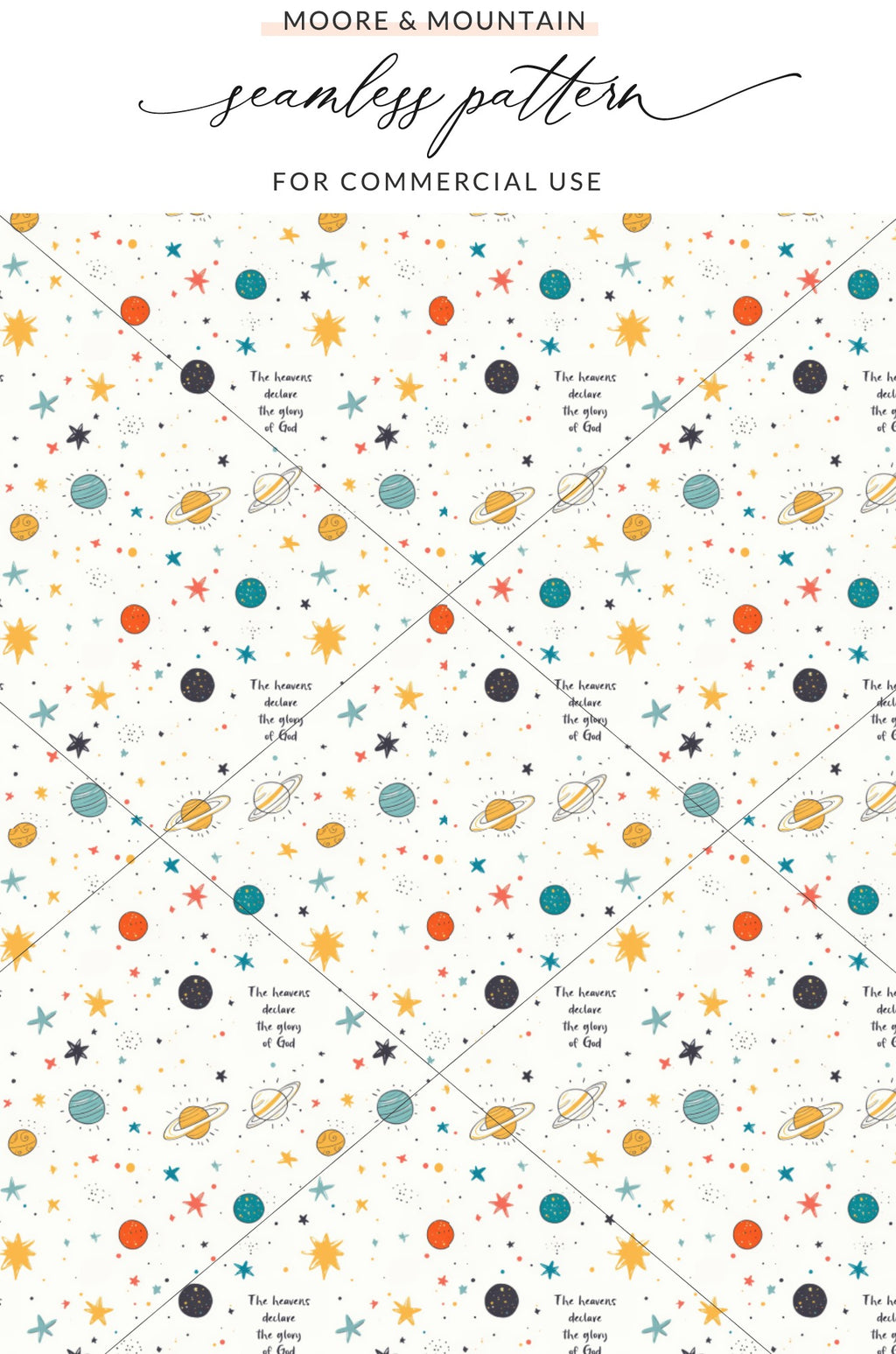 Seamless Pattern for Commercial Use With Planets Design