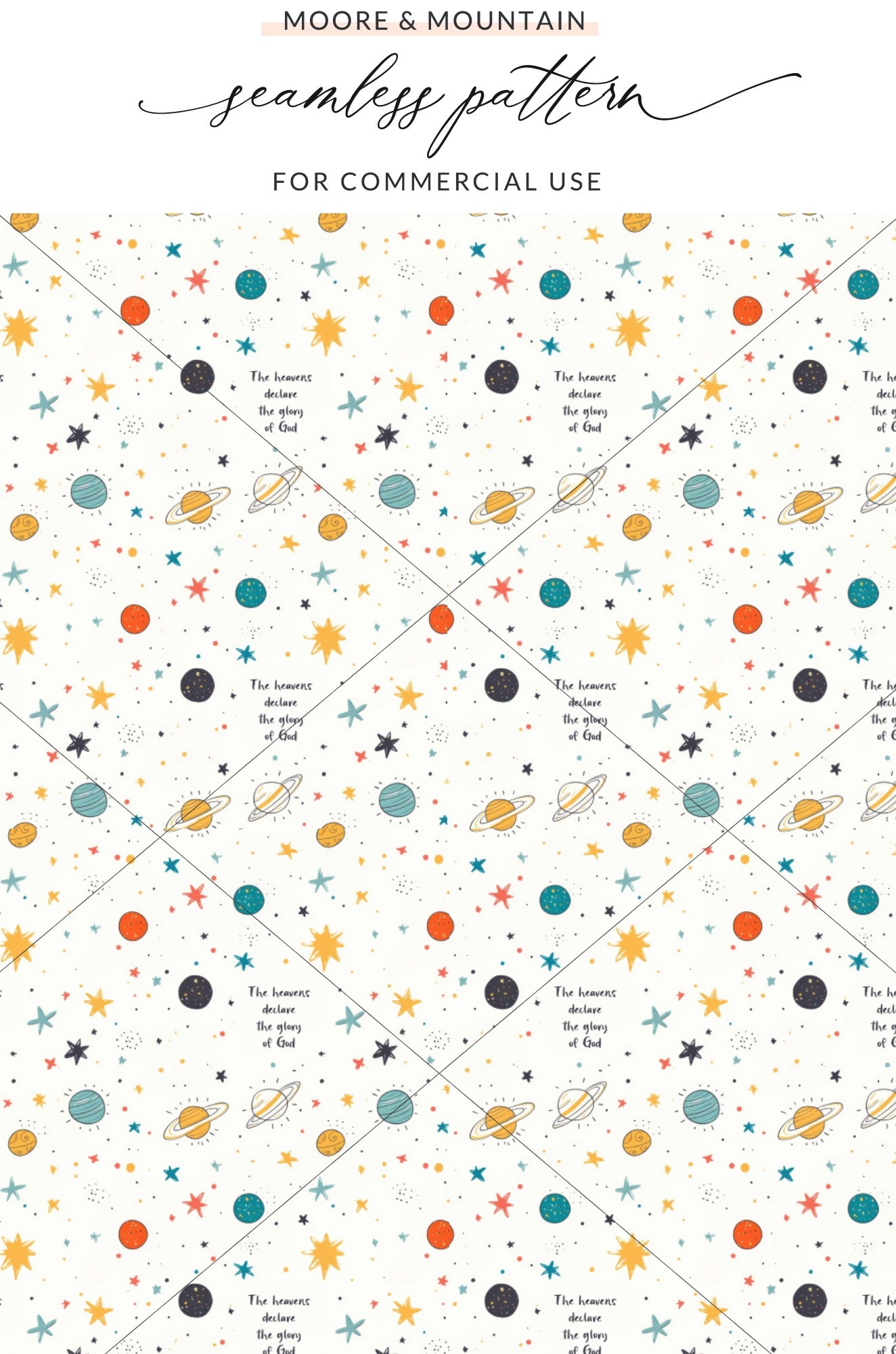 Seamless Pattern for Commercial Use With Planets Design