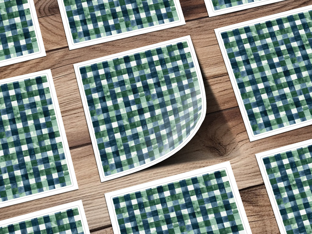Blue Green Checkered Pattern Design Sticker Sheet