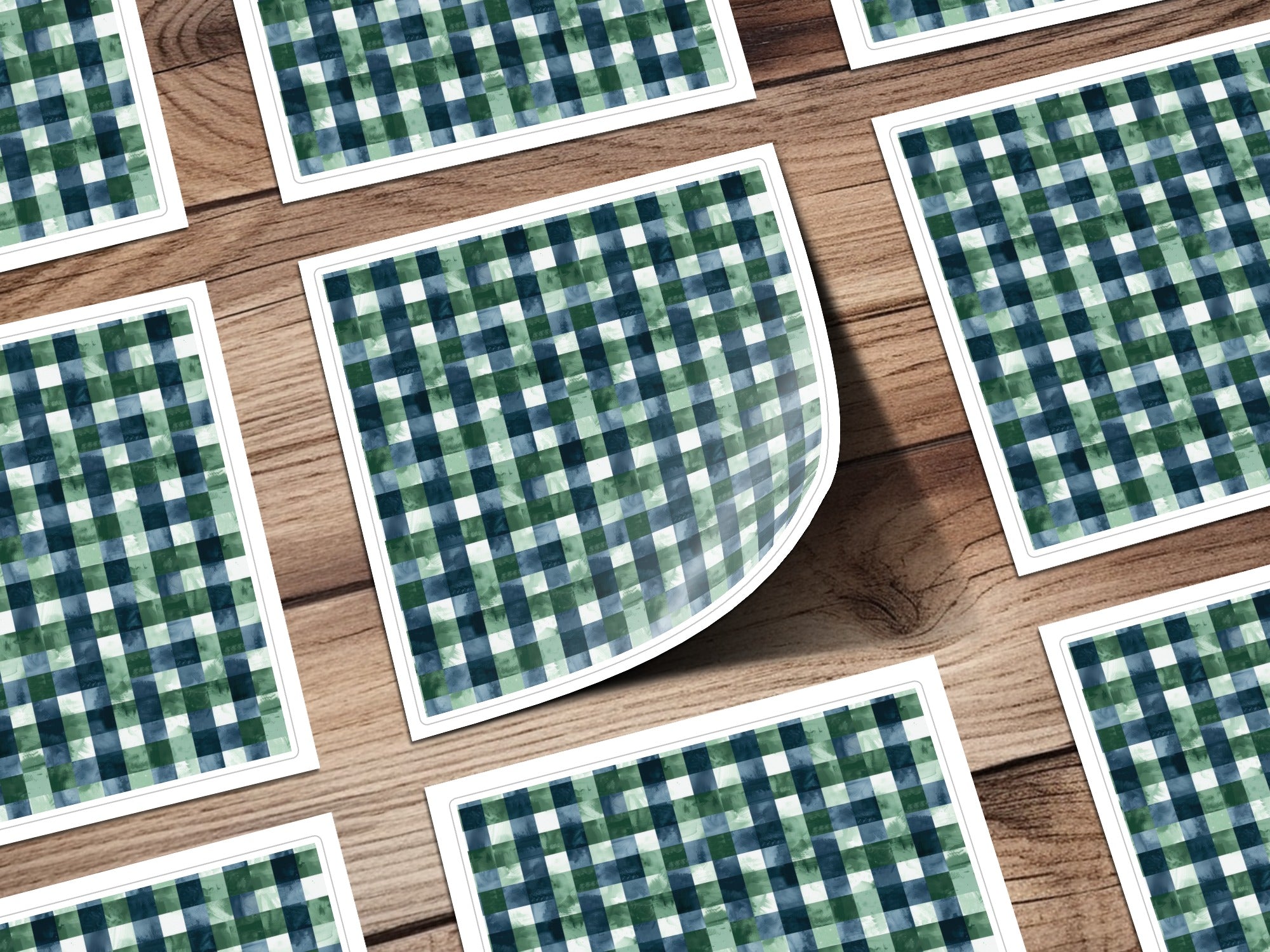 Blue Green Checkered Pattern Design Sticker Sheet