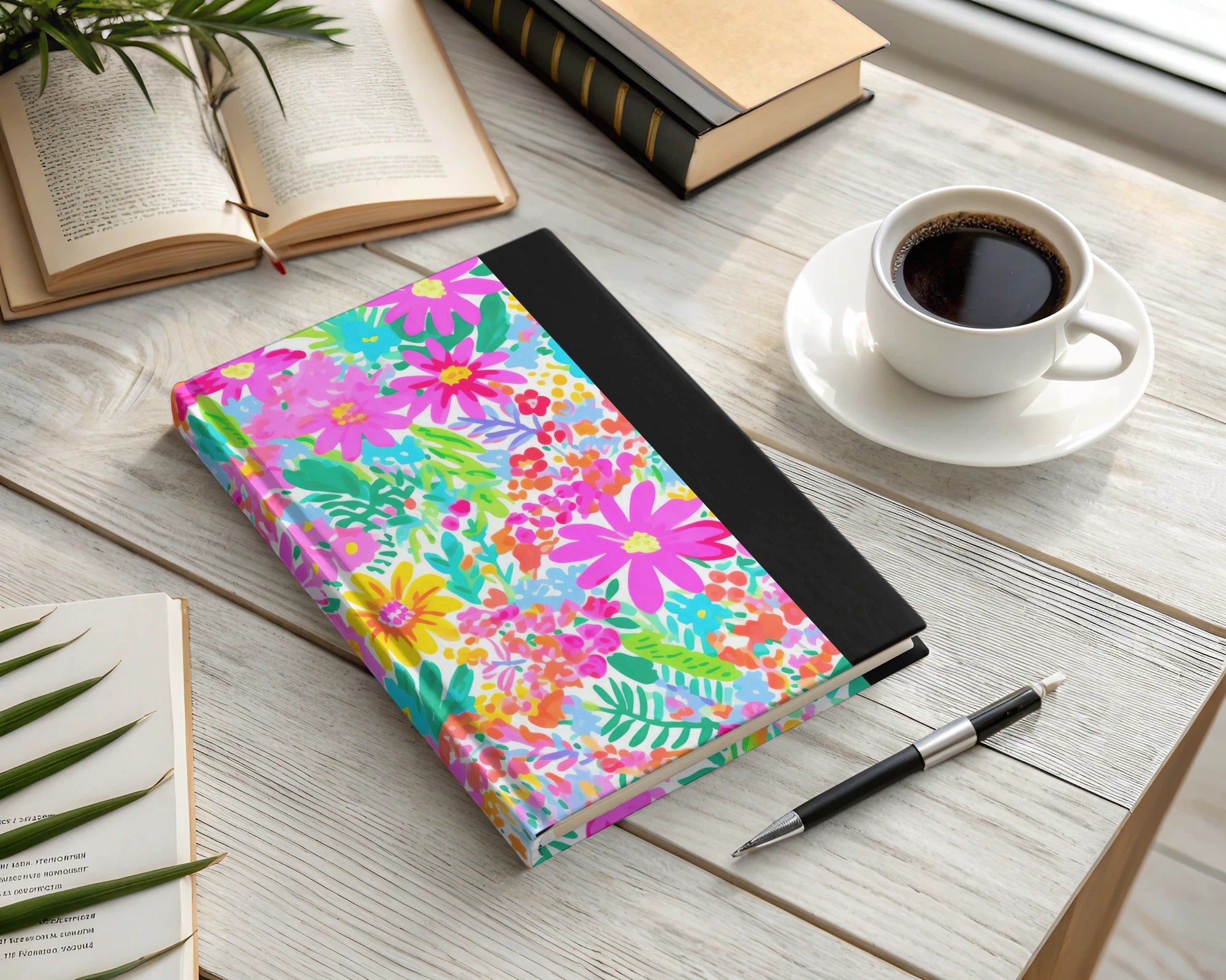 Colorful Floral Design Hardcover Journal Notebook