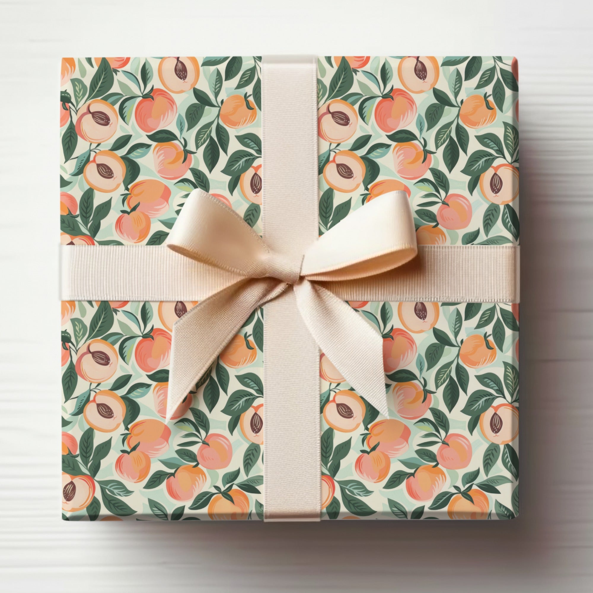 Elegant Peach-Themed Gift Box with Cream Bow Design