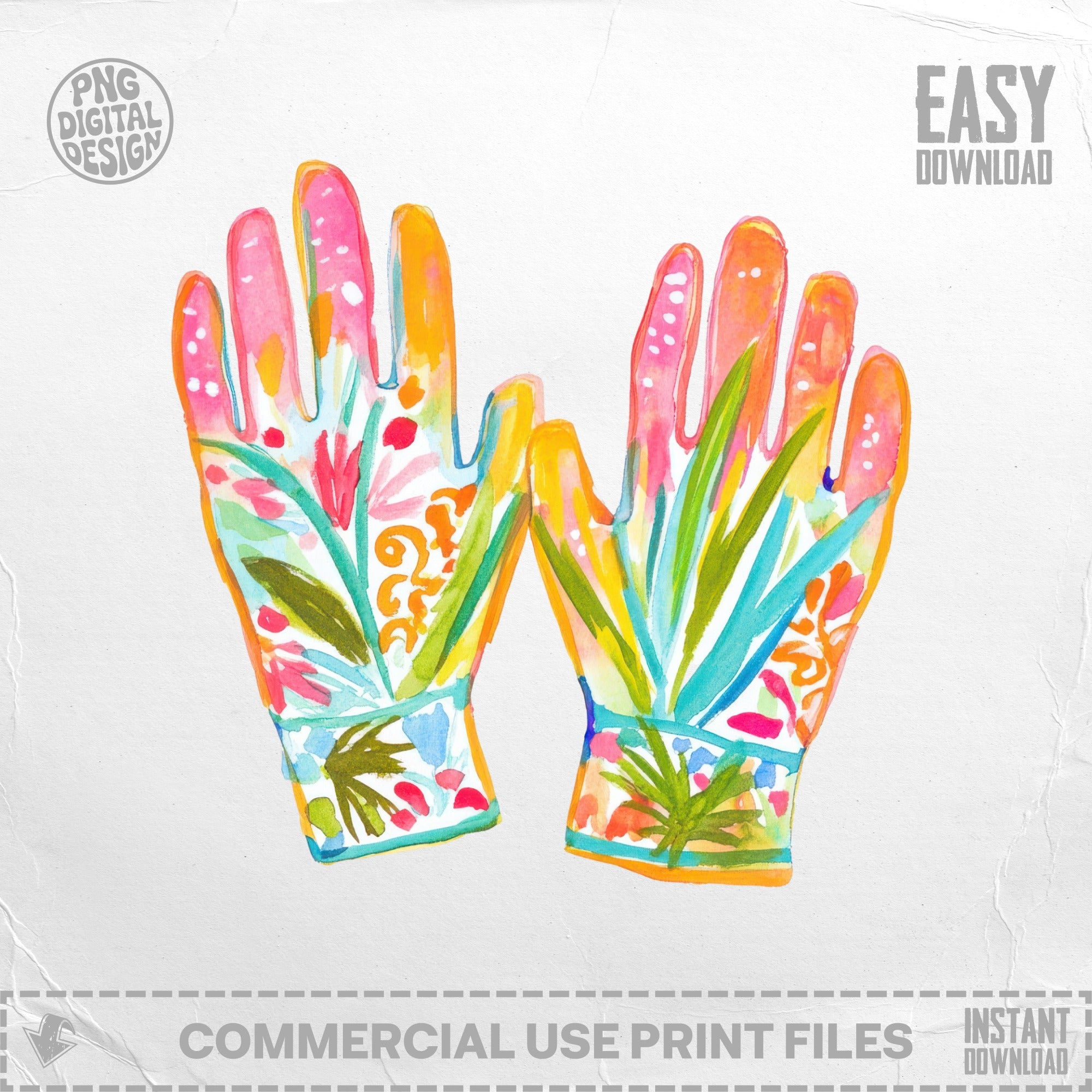 Floral garden gloves with watercolor floral print.