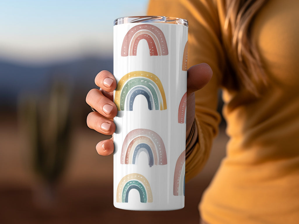 Colorful Rainbow Pattern Insulated Travel Tumbler Cup