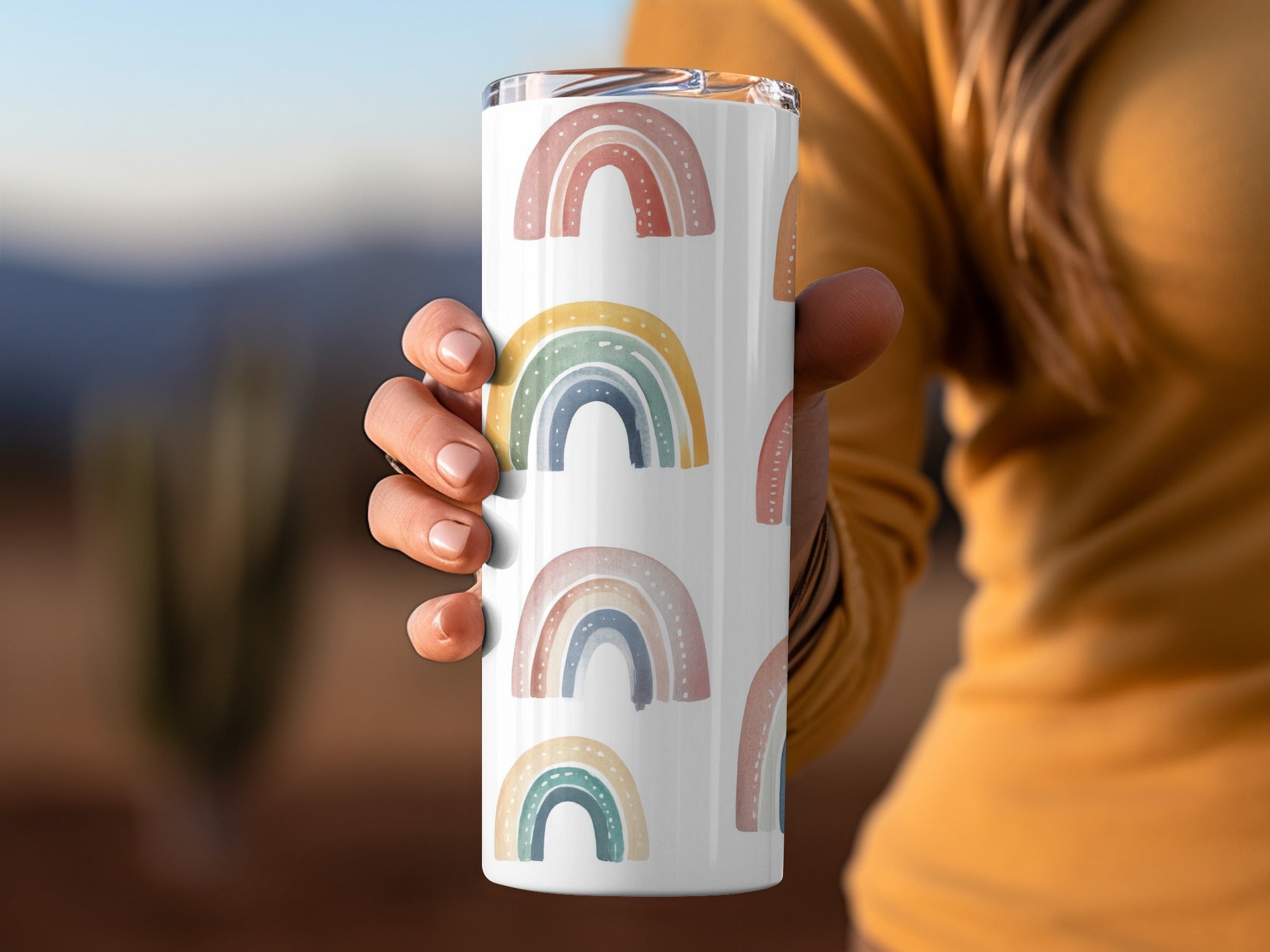 Colorful Rainbow Pattern Insulated Travel Tumbler Cup