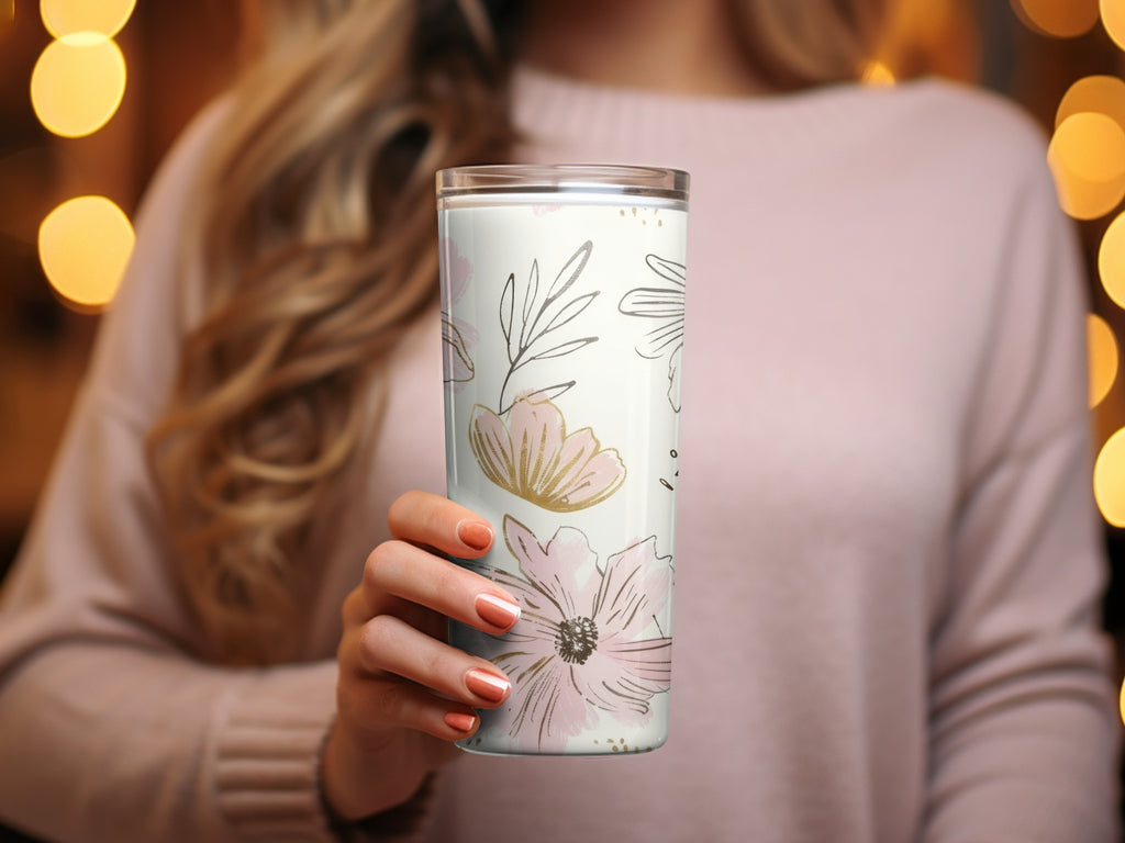 Elegant Floral Design Insulated Travel Tumbler Product
