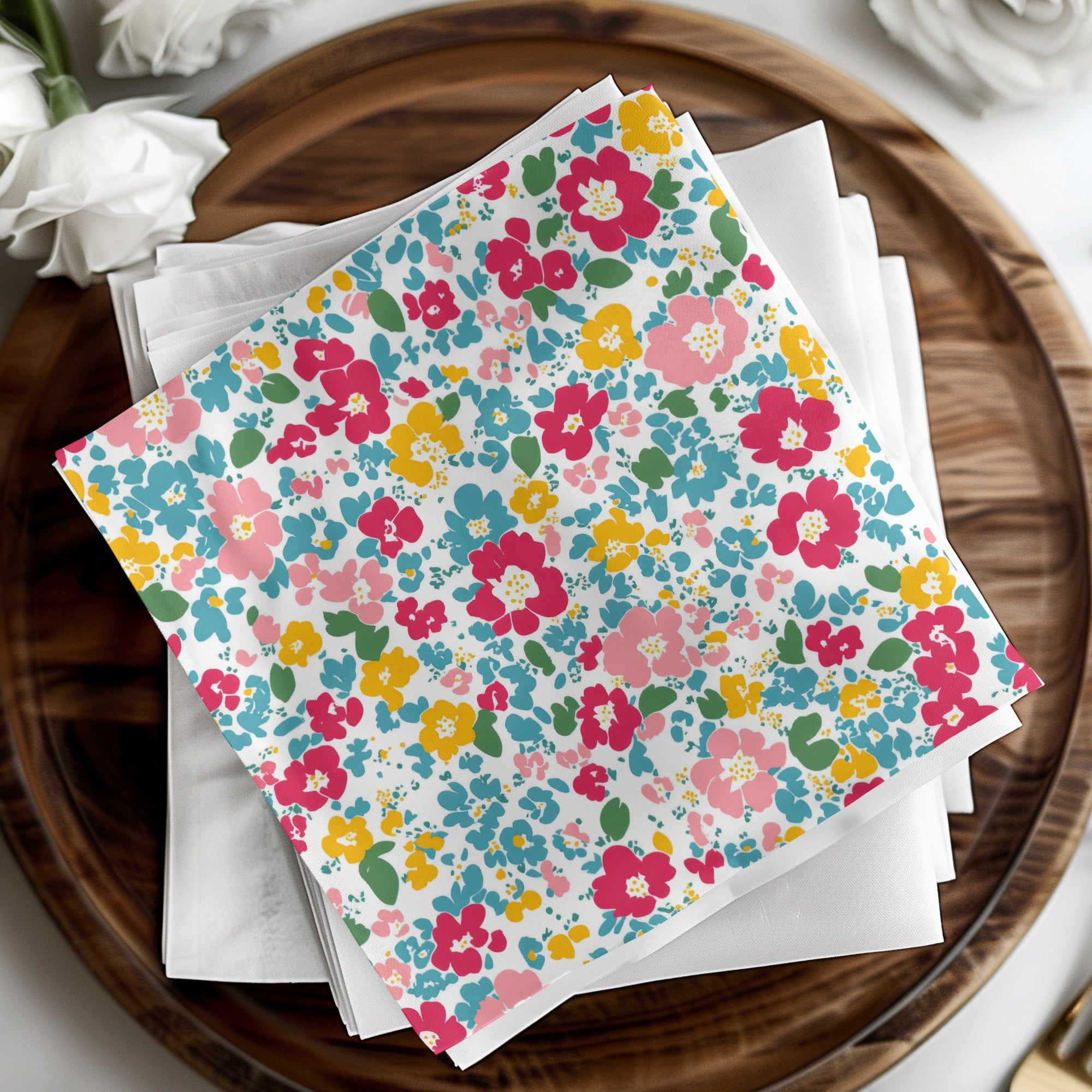 Vibrant Floral Patterned Decorative Napkins Product
