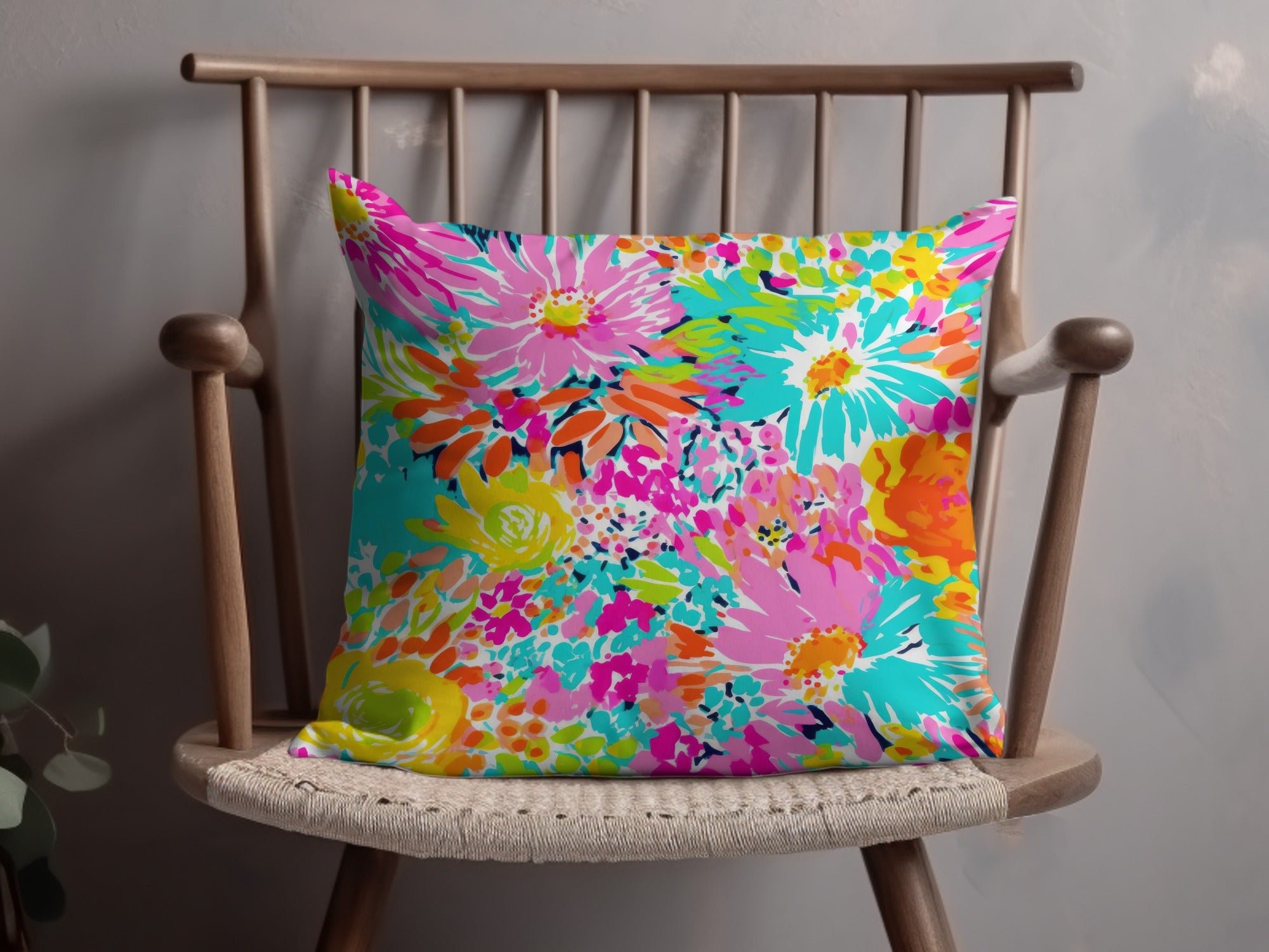 Bright Floral Pattern Colorful Cushion Cover Pillow