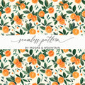 Orange Fruit and Leaves Seamless Pattern Design