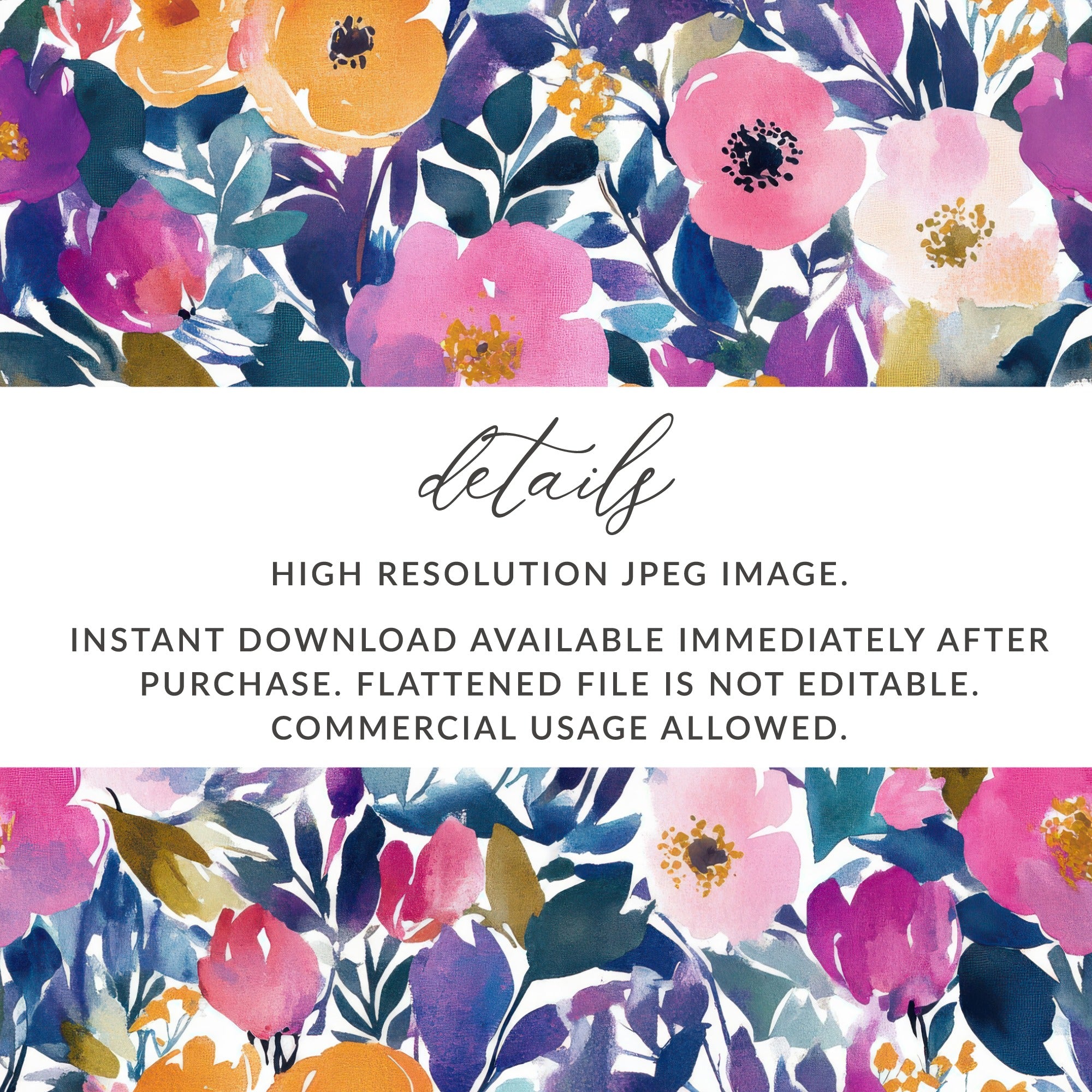 High Resolution Floral Pattern JPEG Instant Download