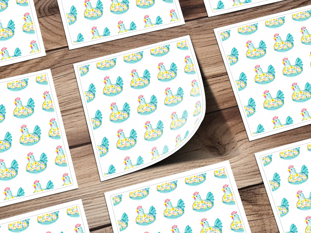Watercolor Floral Chicken Pattern Light Blue Design product type
watercolor chicken, floral chicken, chicken pattern, farmhouse decor, cute chicken, spring design, easter theme, blue chicken, light blue pattern, chicken art print, animal print, bird pattern, repeating design, white background, decorative pattern, hen print, country style, whimsical art, yellow floral, pink comb