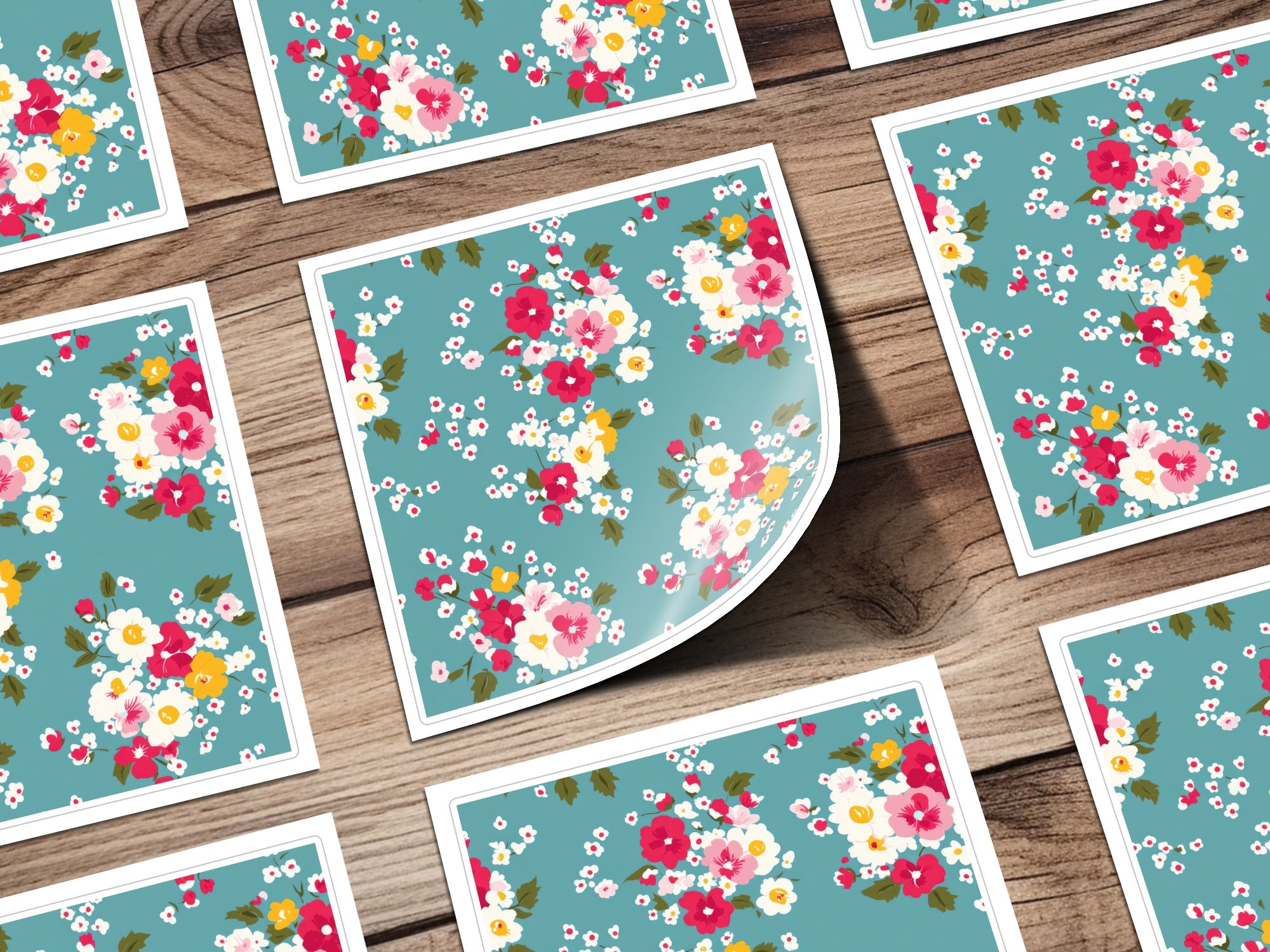 Floral Pattern Art Print with Red White Yellow Flowers