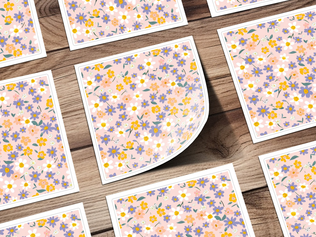 Floral Pattern Stickers with Vibrant Colors Sheet