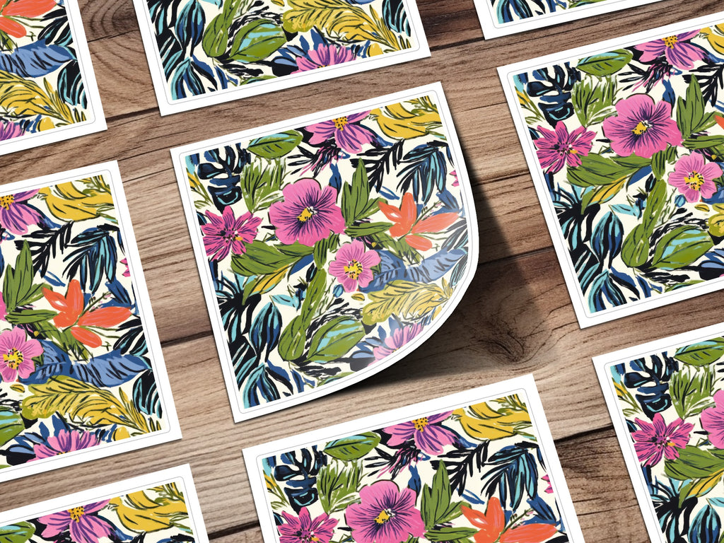 Vibrant Tropical Floral Patterned Sticker Set
