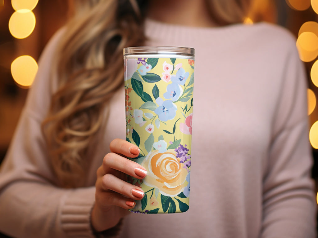 Yellow Acrylic Seamless Pattern, Abstract Floral Digital Paper, Modern Gouache Painted Background, Fine Art Floral Design, Spring Ditsy Art