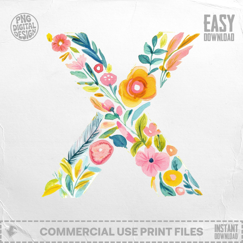 Floral letter X with "Easy Download" in upper right.
