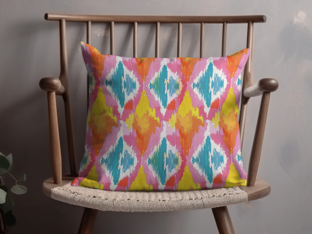 Vibrant Multicolor Ikat Design Throw Pillow Product